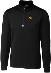 Cutter and Buck Iowa Hawkeyes Mens Black Traverse Stretch Big and Tall Qtr Zip