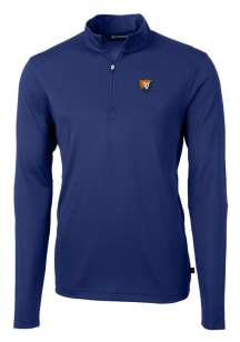 Cutter and Buck Illinois Fighting Illini Mens Blue Virtue Eco Pique Long Sleeve Qtr Zip Pullover