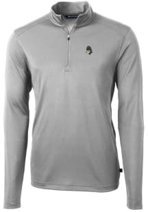 Cutter and Buck Michigan State Spartans Mens Grey Vault Virtue Eco Pique Long Sleeve Qtr Zip Pullo..