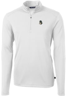 Cutter and Buck Michigan State Spartans Mens White Virtue Eco Pique Long Sleeve Qtr Zip Pullover