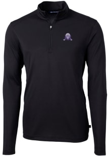 Cutter and Buck Northwestern Wildcats Mens Black Vault Virtue Eco Pique Long Sleeve Qtr Zip Pullov..