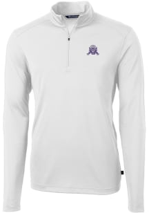 Cutter and Buck Northwestern Wildcats Mens White Vault Virtue Eco Pique Long Sleeve Qtr Zip Pullov..