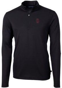 Cutter and Buck Southern Illinois Salukis Mens Black Virtue Eco Pique Long Sleeve Qtr Zip Pullover