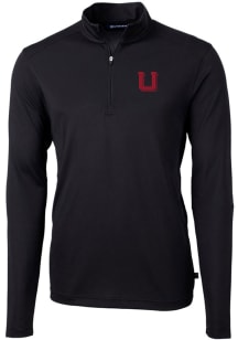 Cutter and Buck Utah Utes Mens Black Vault Virtue Eco Pique Long Sleeve Qtr Zip Pullover
