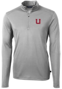 Cutter and Buck Utah Utes Mens Grey Vault Virtue Eco Pique Long Sleeve Qtr Zip Pullover
