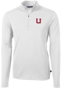 Cutter and Buck Utah Utes Mens White Vault Virtue Eco Pique Long Sleeve Qtr Zip Pullover