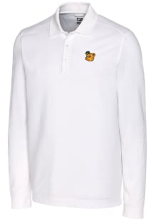Cutter and Buck Baylor Bears Mens White Advantage Pique Long Sleeve Polo Shirt