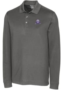 Cutter and Buck Northwestern Wildcats Mens Grey Vault Advantage Long Sleeve Polo Shirt