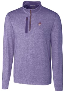 Cutter and Buck East Carolina Pirates Mens Purple Stealth Heathered Long Sleeve Qtr Zip Pullover