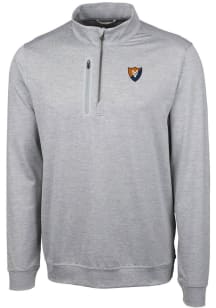 Cutter and Buck Illinois Fighting Illini Mens Grey Stealth Heathered Long Sleeve Qtr Zip Pullover