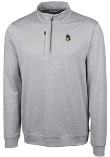 Cutter and Buck Michigan State Spartans Mens Grey Stealth Heathered Long Sleeve Qtr Zip Pullover