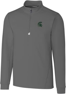 Cutter and Buck Michigan State Spartans Mens Grey Traverse Stretch Big and Tall Qtr Zip