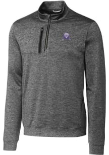 Cutter and Buck Northwestern Wildcats Mens Grey Stealth Heathered Long Sleeve Qtr Zip Pullover