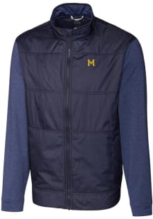 Cutter and Buck Michigan Wolverines Mens Navy Blue Vault Stealth Medium Weight Jacket