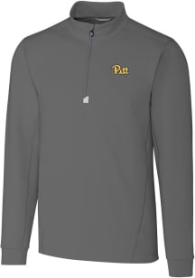 Cutter and Buck Pitt Panthers Mens Grey Traverse Stretch Big and Tall Qtr Zip