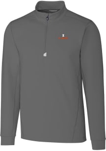 Cutter and Buck Illinois Fighting Illini Mens Grey Traverse Stretch Big and Tall Qtr Zip