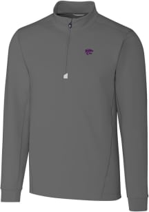 Cutter and Buck K-State Wildcats Mens Grey Traverse Stretch Big and Tall Qtr Zip