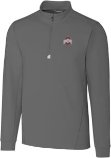 Cutter and Buck Ohio State Buckeyes Mens Grey Traverse Stretch Big and Tall Qtr Zip