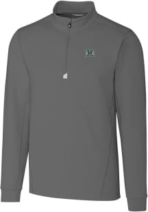 Cutter and Buck Hawaii Warriors Mens Grey Traverse Stretch Big and Tall Qtr Zip