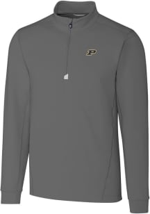 Cutter and Buck Purdue Boilermakers Mens Grey Traverse Stretch Big and Tall Qtr Zip