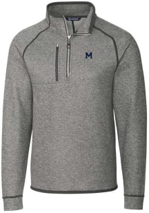Cutter and Buck Michigan Wolverines Mens Grey Vault Mainsail Long Sleeve Qtr Zip Pullover