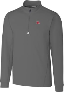 Cutter and Buck Rutgers Scarlet Knights Mens Grey Traverse Stretch Big and Tall Qtr Zip