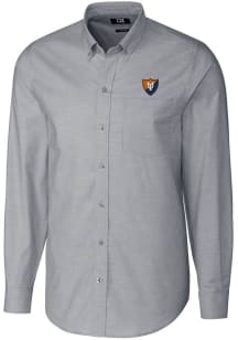 Cutter and Buck Illinois Fighting Illini Mens Charcoal Vault Stretch Oxford Long Sleeve Dress Shir..