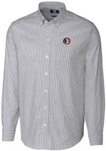 fsu long sleeve dress shirt Men's Cutter & Buck Bobby Bowden Charcoal Florida State Seminoles Big Tall Stretch Oxford Stripe Long Sleeve Button-Down Shirt