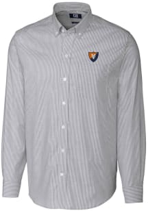 Cutter and Buck Illinois Fighting Illini Mens Charcoal Vault Stretch Oxford Stripe Long Sleeve Dre..