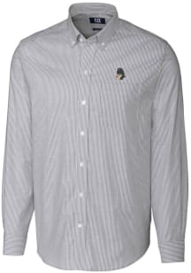 Cutter and Buck Michigan State Spartans Mens Charcoal Vault Stretch Oxford Stripe Long Sleeve Dres..