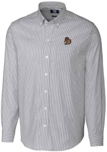 Cutter and Buck Oregon State Beavers Mens Charcoal Vault Stretch Oxford Stripe Long Sleeve Dress S..