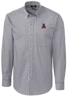 Cutter and Buck Alabama Crimson Tide Mens Charcoal Vault Easy Care Gingham Long Sleeve Dress Shirt