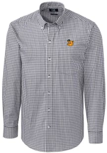 Cutter and Buck Baylor Bears Mens Charcoal Easy Care Gingham Long Sleeve Dress Shirt