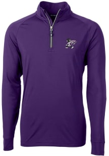 Cutter and Buck K-State Wildcats Mens Purple Adapt Stretch Willie Long Sleeve Qtr Zip Pullover
