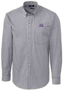 Cutter and Buck Northwestern Wildcats Mens Charcoal Vault Easy Care Gingham Long Sleeve Dress Shir..