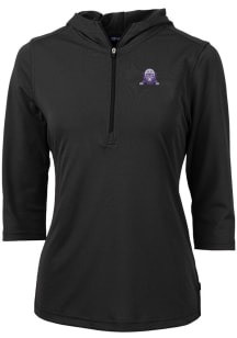 Cutter and Buck Northwestern Wildcats Womens Black Vault Virtue Eco Pique Hooded Sweatshirt