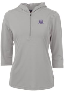 Cutter and Buck Northwestern Wildcats Womens Grey Vault Virtue Eco Pique Hooded Sweatshirt