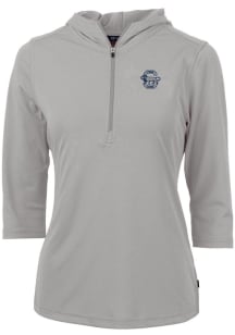 Cutter and Buck Penn State Nittany Lions Womens Grey Vault Virtue Eco Pique Hooded Sweatshirt