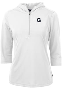 Cutter and Buck Gonzaga Bulldogs Womens White Vault Virtue Eco Pique Hooded Sweatshirt