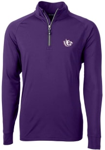 Cutter and Buck TCU Horned Frogs Mens Purple Adapt Stretch Long Sleeve Qtr Zip Pullover
