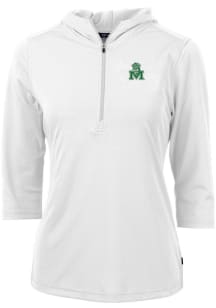 Cutter and Buck Marshall Thundering Herd Womens White Vault Virtue Eco Pique Hooded Sweatshirt