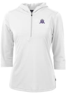 Cutter and Buck Northwestern Wildcats Womens White Vault Virtue Eco Pique Hooded Sweatshirt