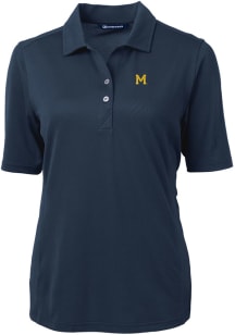 Cutter and Buck Michigan Wolverines Womens Blue Virtue Eco Pique Short Sleeve Polo Shirt