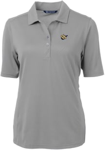 Cutter and Buck West Virginia Mountaineers Womens Anthracite Virtue Eco Pique Short Sleeve Polo Sh..