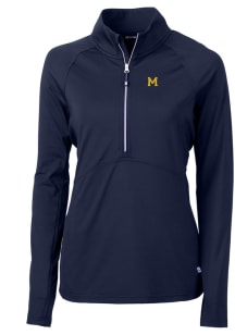 Cutter and Buck Michigan Wolverines Womens Blue Vault Adapt Eco Qtr Zip