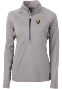 Cutter and Buck Illinois Fighting Illini Womens Grey Vault Adapt Eco Qtr Zip