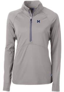 Cutter and Buck Michigan Wolverines Womens Grey Vault Adapt Eco Qtr Zip