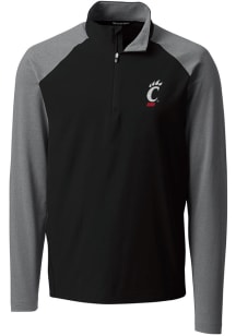 Cutter and Buck Cincinnati Bearcats Mens Black Response Hybrid Long Sleeve Qtr Zip Pullover