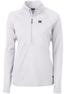 Cutter and Buck Michigan Wolverines Womens White Vault Adapt Eco Qtr Zip