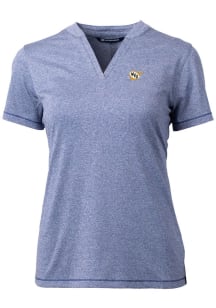 Cutter and Buck West Virginia Mountaineers Womens Navy Blue Forge Blade Short Sleeve T-Shirt